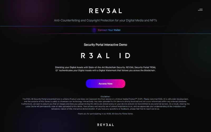 REV3AL: Security Portal “R3AL ID” (Prototype - Demo Product)